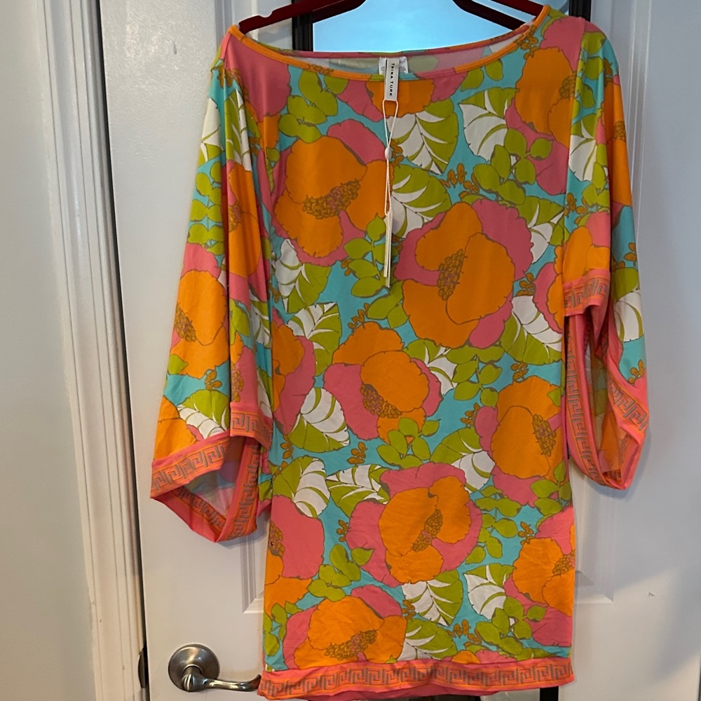 Trina Turk Floral Swim Coverup - Orange, Pink, Green